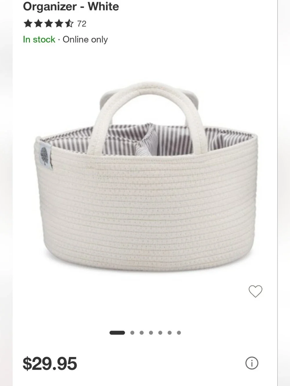 NWT Parker Baby Co Diaper Caddy